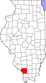 Mapa de Illinois con la ubicación del condado de Jackson