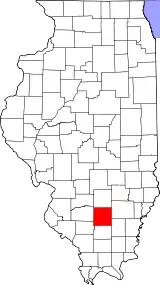 Mapa de Illinois con la ubicación del condado de Jefferson