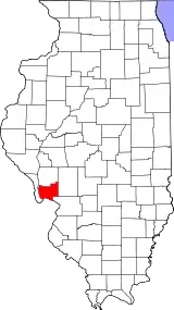 Mapa de Illinois con la ubicación del condado de Jersey