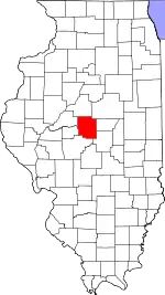 Mapa de Illinois con la ubicación del condado de Logan