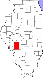 Mapa de Illinois con la ubicación del condado de Macoupin