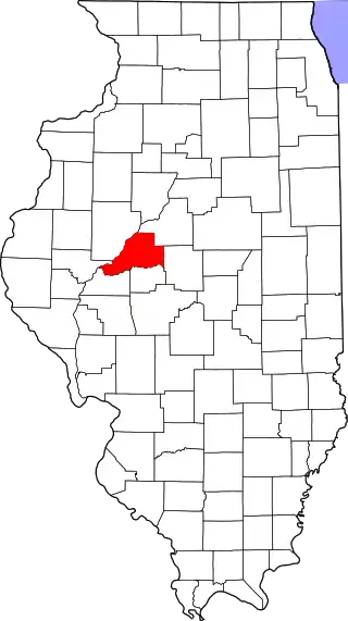 Mapa de Illinois con la ubicación del condado de Mason