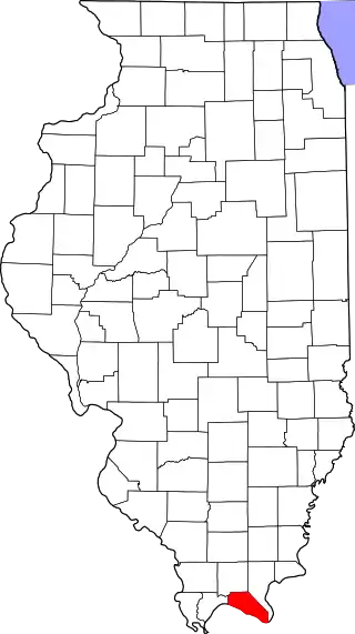 Mapa de Illinois con la ubicación del condado de Massac