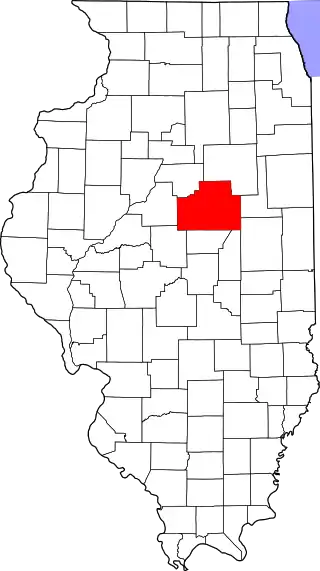 Mapa de Illinois con la ubicación del condado de McLean