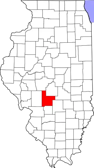 Mapa de Illinois con la ubicación del condado de Montgomery