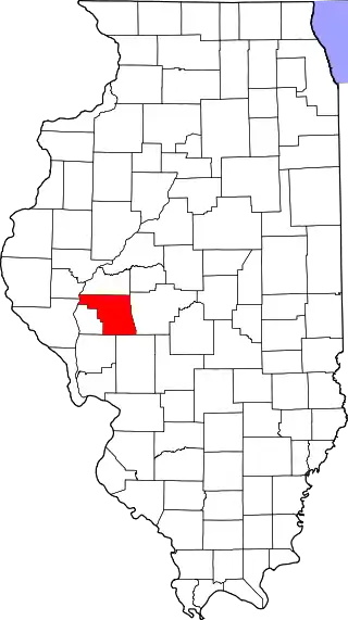 Mapa de Illinois con la ubicación del condado de Morgan