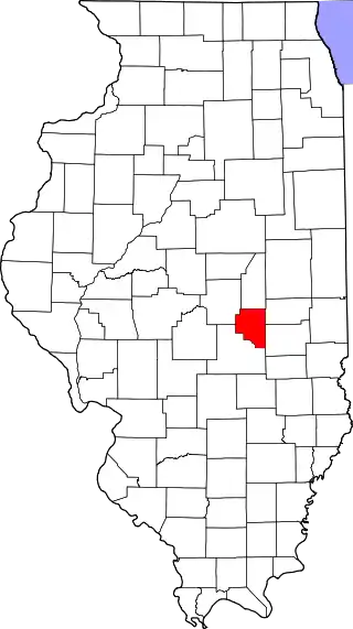 Mapa de Illinois con la ubicación del condado de Moultrie