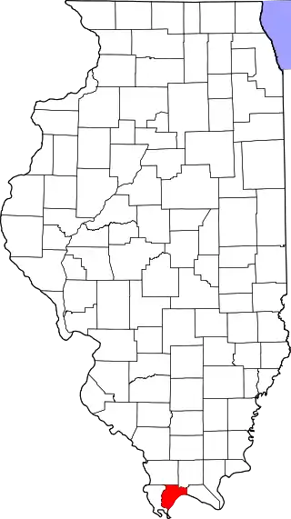 Mapa de Illinois con la ubicación del condado de Pulaski