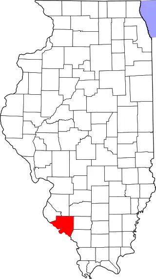 Mapa de Illinois con la ubicación del condado de Randolph