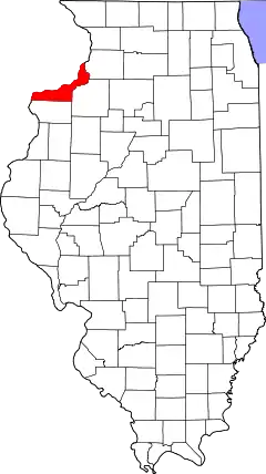 Mapa de Illinois con la ubicación del condado de Rock Island