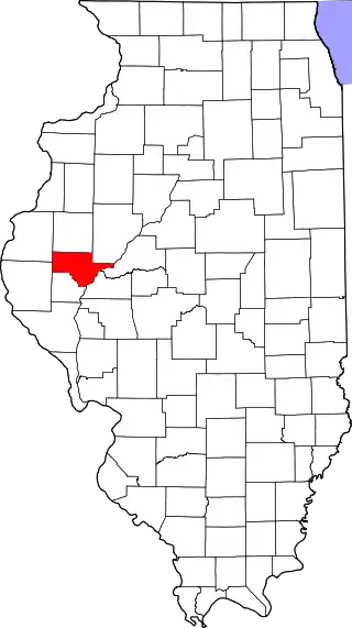 Mapa de Illinois con la ubicación del condado de Schuyler