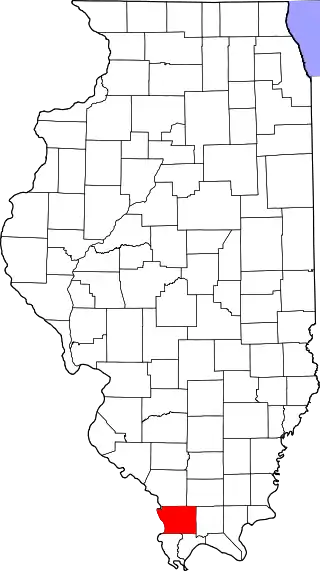 Mapa de Illinois con la ubicación del condado de Union