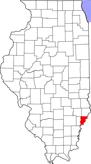Mapa de Illinois con la ubicación del condado de Wabash