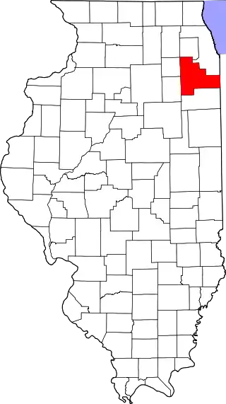 Mapa de Illinois con la ubicación del condado de Will