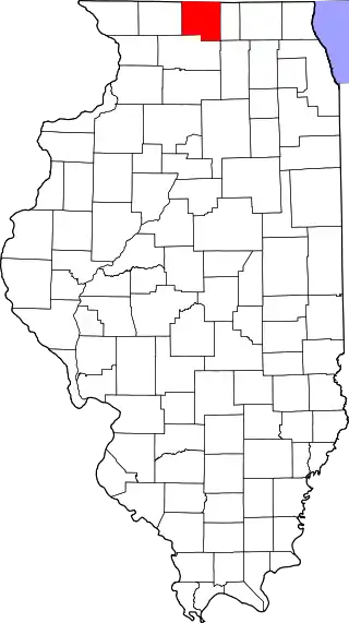 Mapa de Illinois con la ubicación del condado de Winnebago