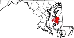 Mapa de Maryland con la ubicación del condado de Talbot