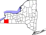 Mapa de Nueva York con la ubicación del condado de Cattaraugus