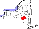 Mapa de Nueva York con la ubicación del condado de Delaware