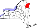Mapa de Nueva York con la ubicación del condado de Essex
