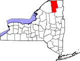 Mapa de Nueva York con la ubicación del condado de Franklin