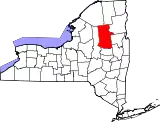 Mapa de Nueva York con la ubicación del condado de Hamilton