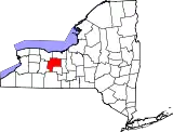 Mapa de Nueva York con la ubicación del condado de Ontario