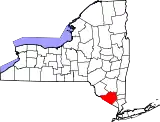 Mapa de Nueva York con la ubicación del condado de Orange
