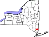 Mapa de Nueva York con la ubicación del condado de Putnam