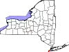 Mapa de Nueva York con la ubicación del condado de Richmond