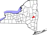 Mapa de Nueva York con la ubicación del condado de Schenectady
