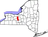 Mapa de Nueva York con la ubicación del condado de Seneca