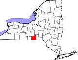 Mapa de Nueva York con la ubicación del condado de Tioga