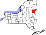 Mapa de Nueva York con la ubicación del condado de Warren