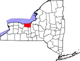 Mapa de Nueva York con la ubicación del condado de Wayne