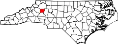 Mapa de Carolina del Norte con la ubicación del condado de Alexander