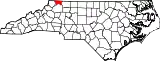 Mapa de Carolina del Norte con la ubicación del condado de Alleghany