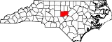 Mapa de Carolina del Norte con la ubicación del condado de Chatham