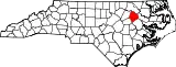 Mapa de Carolina del Norte con la ubicación del condado de Edgecombe