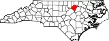 Mapa de Carolina del Norte con la ubicación del condado de Franklin