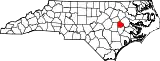 Mapa de Carolina del Norte con la ubicación del condado de Greene