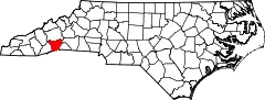 Mapa de Carolina del Norte con la ubicación del condado de Henderson