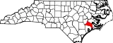 Mapa de Carolina del Norte con la ubicación del condado de Jones