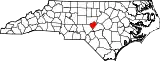 Mapa de Carolina del Norte con la ubicación del condado de Lee