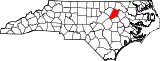 Mapa de Carolina del Norte con la ubicación del condado de Nash