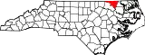 Mapa de Carolina del Norte con la ubicación del condado de Northampton