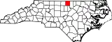 Mapa de Carolina del Norte con la ubicación del condado de Person