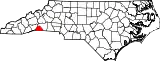 Mapa de Carolina del Norte con la ubicación del condado de Polk