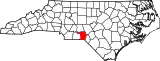 Mapa de Carolina del Norte con la ubicación del condado de Richmond