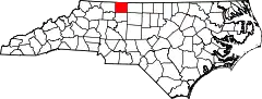 Mapa de Carolina del Norte con la ubicación del condado de Stokes