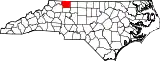 Mapa de Carolina del Norte con la ubicación del condado de Surry